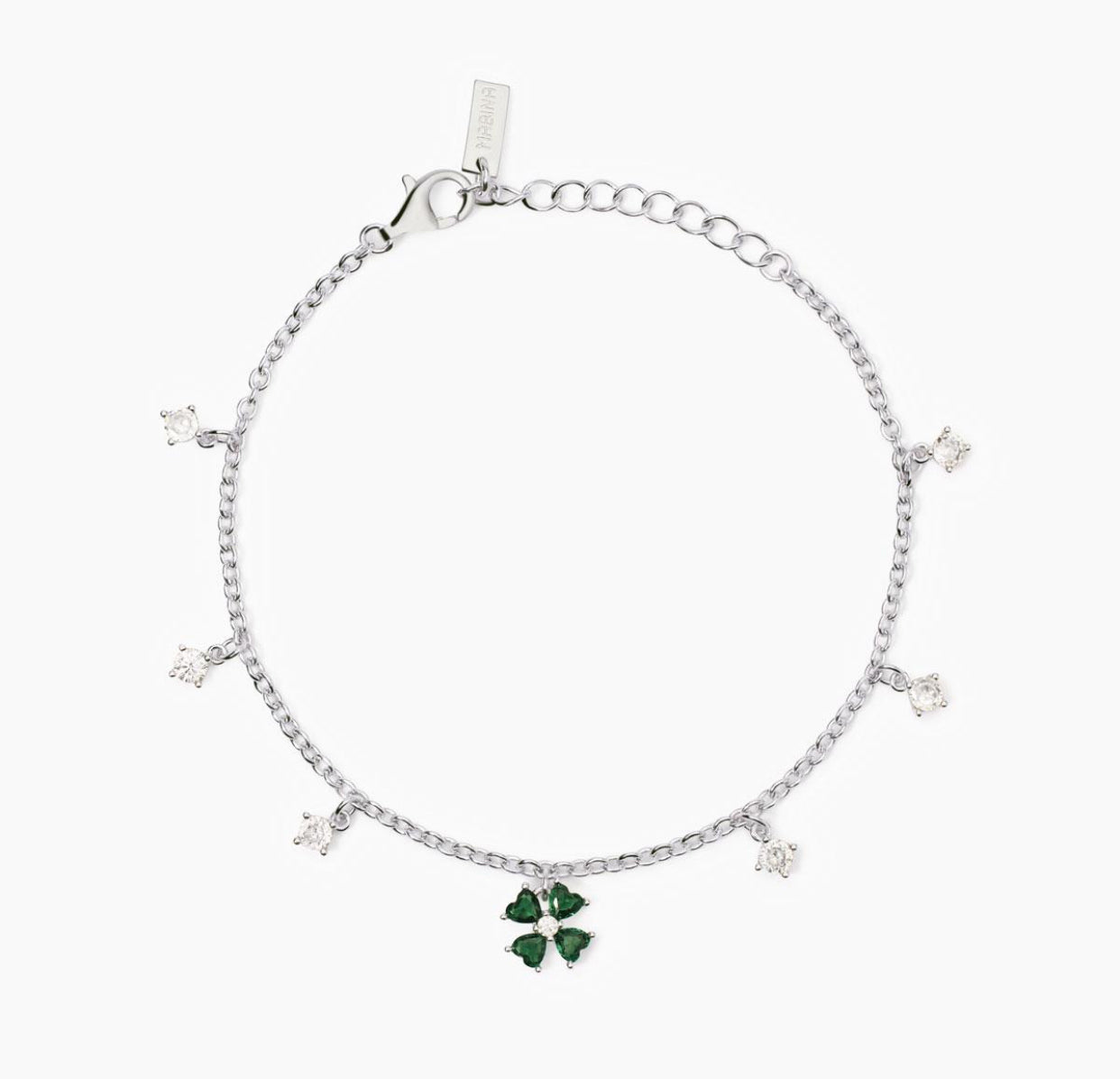 Bracciale donna Mabina con quadrifoglio e zirconcini pendenti