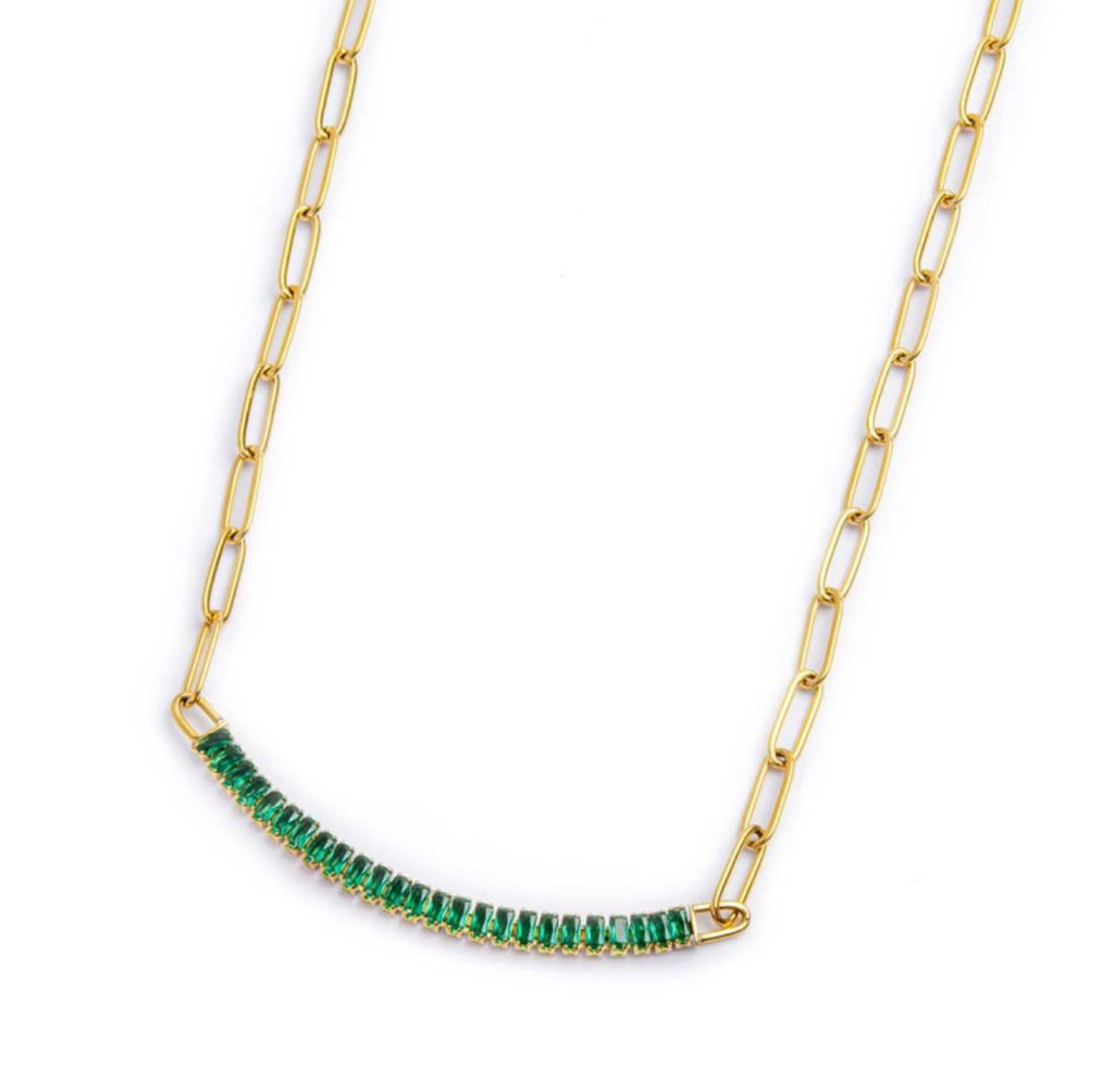 Collana Marlù gold tennis centrale cristalli baguette