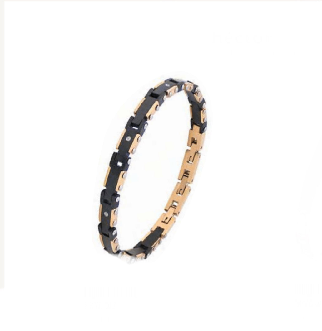 Bracciale uomo Héctor Nero con dettagli rosè e punti luce