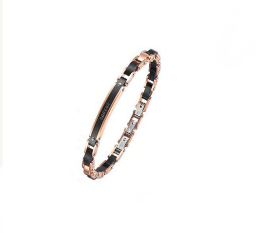 Bracciale uomo Héctor Nero e rosè con piastra