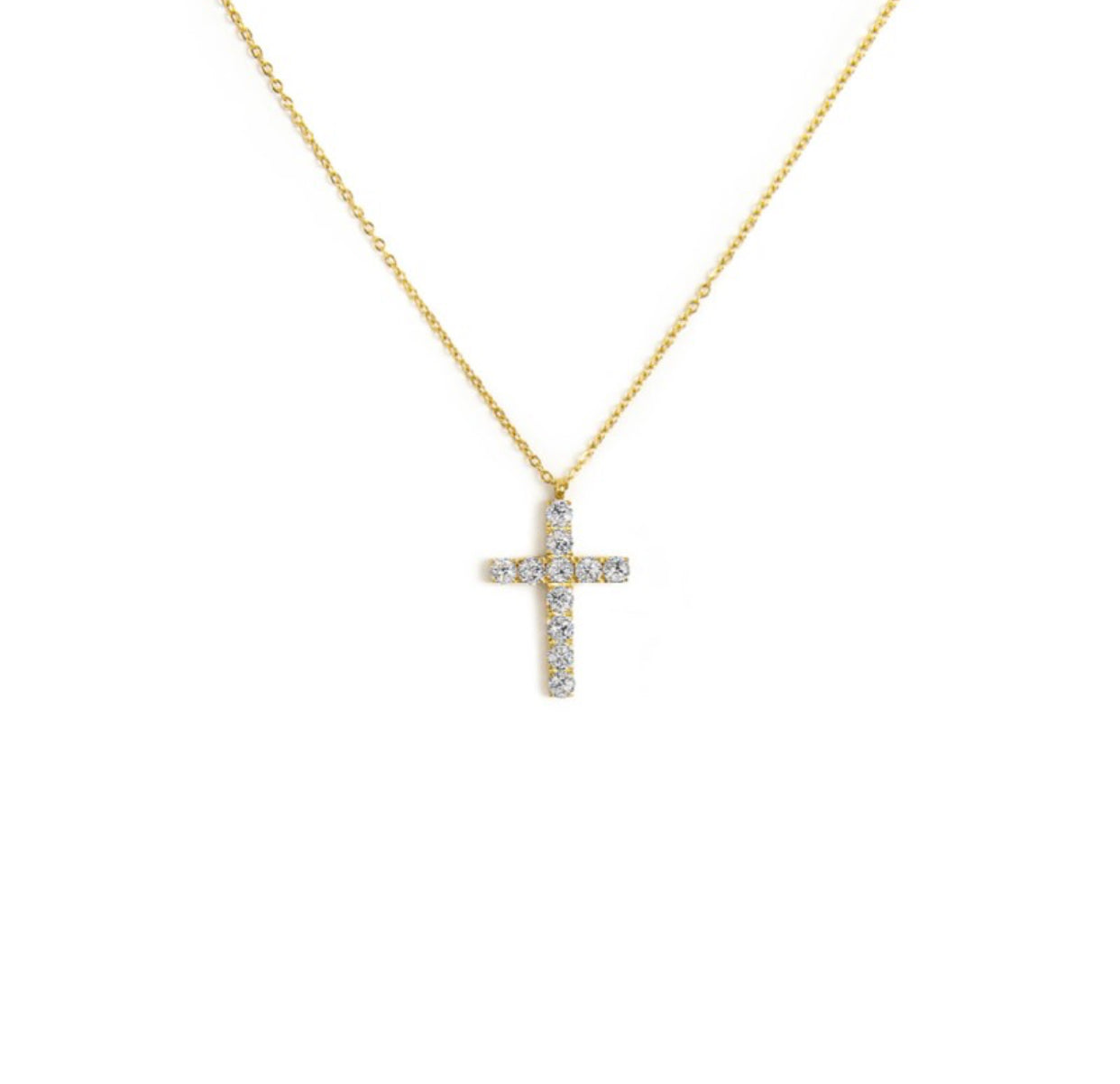 Collana Marlù croce pendente 2,6cm con zirconi gold