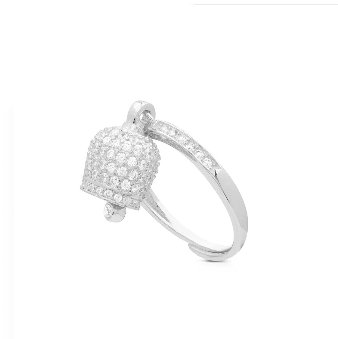 Anello donna con campanella pavé media  Le scritte dell’amore