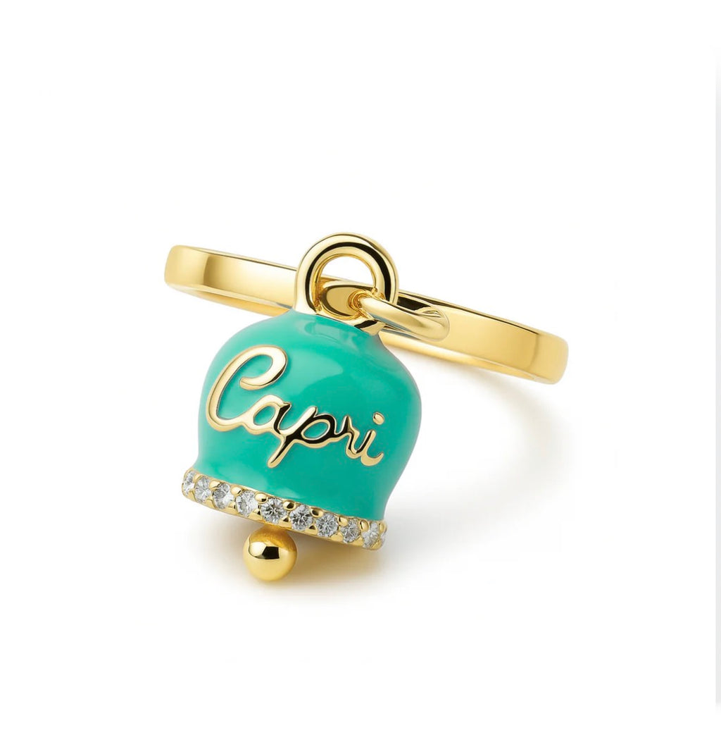 Anello donna con campanella Capri verde acqua Le scritte dell’amore