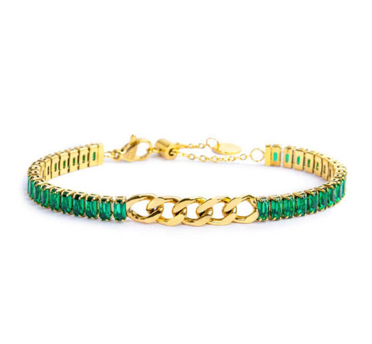 Bracciale Marlù tennis gold baguette verde