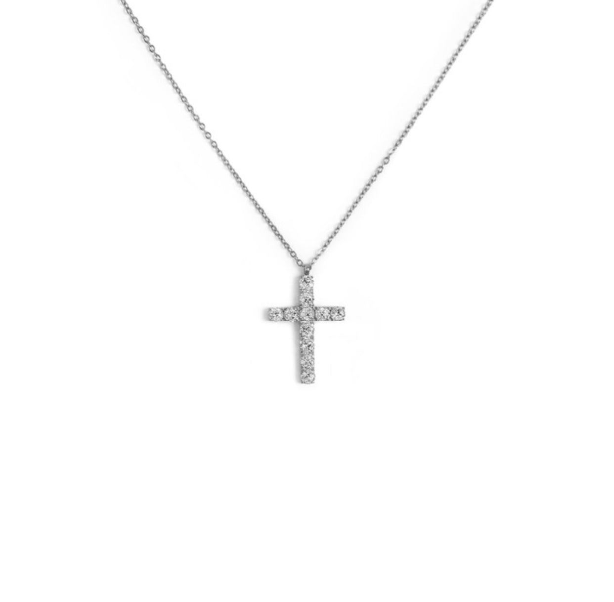 Collana Marlù croce pendente 2,6cm con zirconi