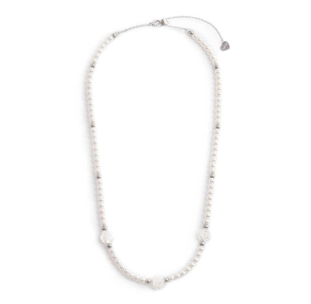 COLLANA MARLU' DONNA PERLE E ROSA IN MADREPERLA