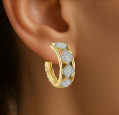 Orecchini Piti Malì donna Cerchietto gold con rombi zirconati