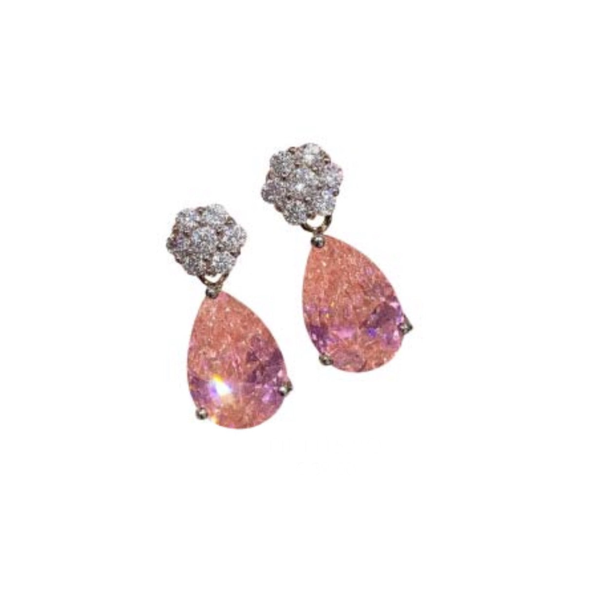 Orecchini Piti Malì donna Pendenti con fiorellino zirconato e goccia rosa