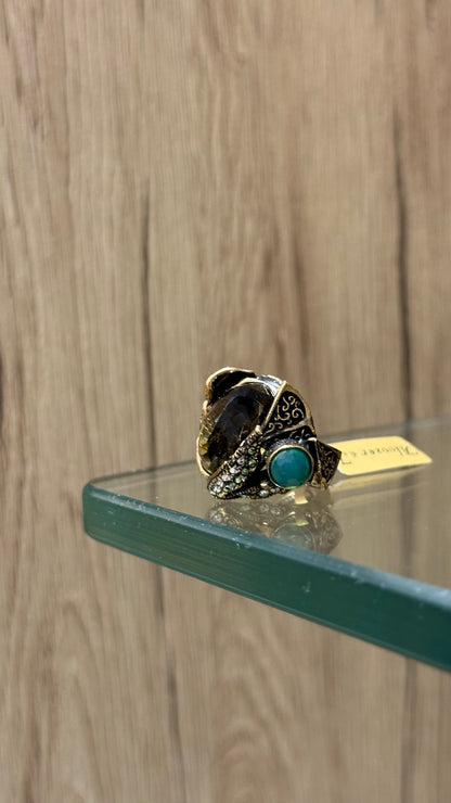 Anello Alcozer unic quarzo e smeraldo