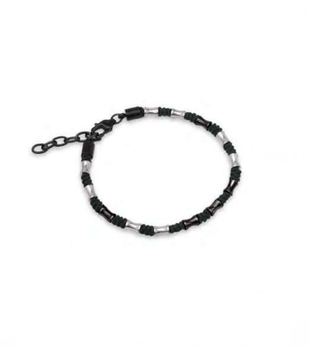 Bracciale uomo Héctor Corda e dettagli in acciaio baguette