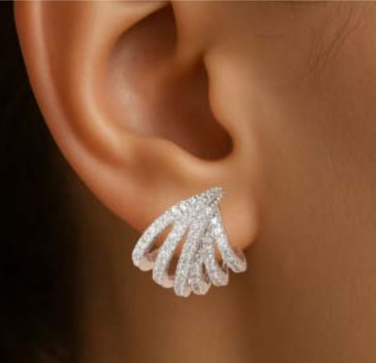 Orecchini Piti Malì donna Semi cerchi multifascia zirconati