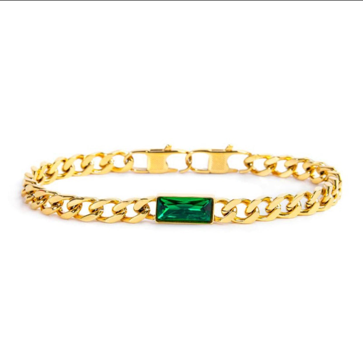 Bracciale Marlù catena grumetta gold con cristallo baguette centrale