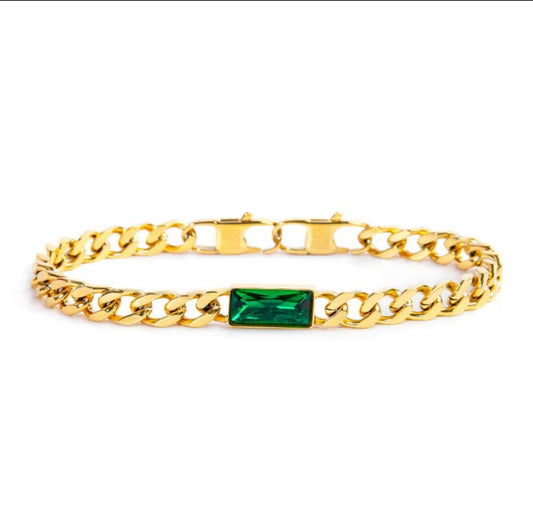 Bracciale Marlù catena grumetta gold con cristallo baguette centrale