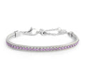 Bracciale Marlù tennis zirconi baguette catena snake squadrata rosa