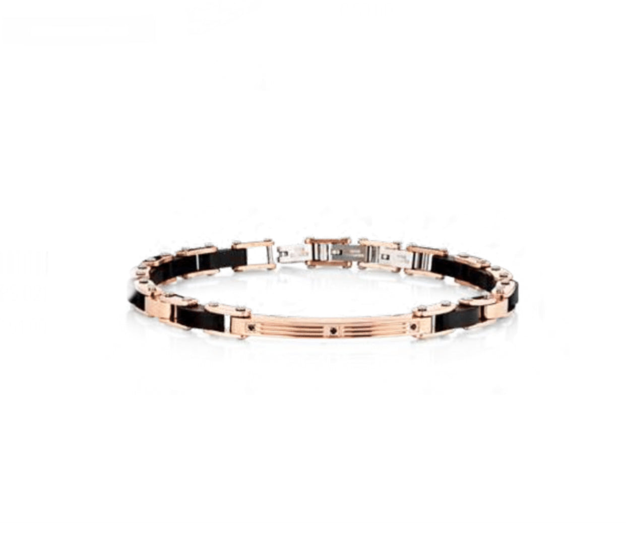Bracciale uomo Héctor Nero con piastra rosè
