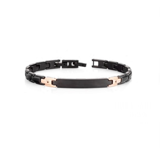 Bracciale uomo Héctor Nero con dettagli rosè