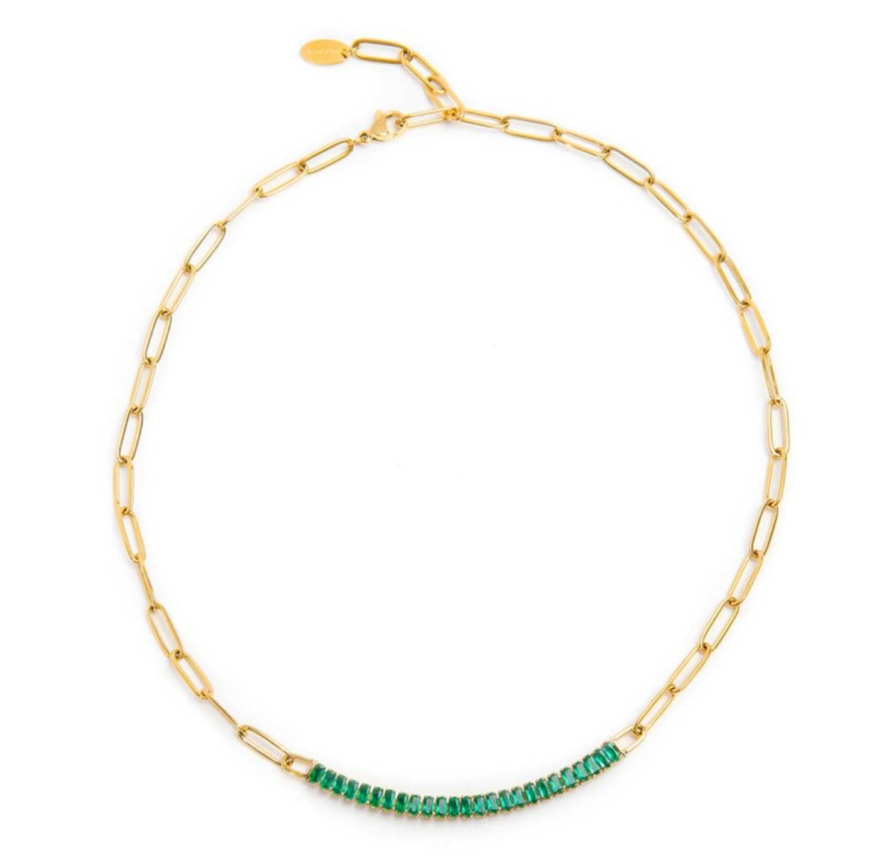 Collana Marlù gold tennis centrale cristalli baguette