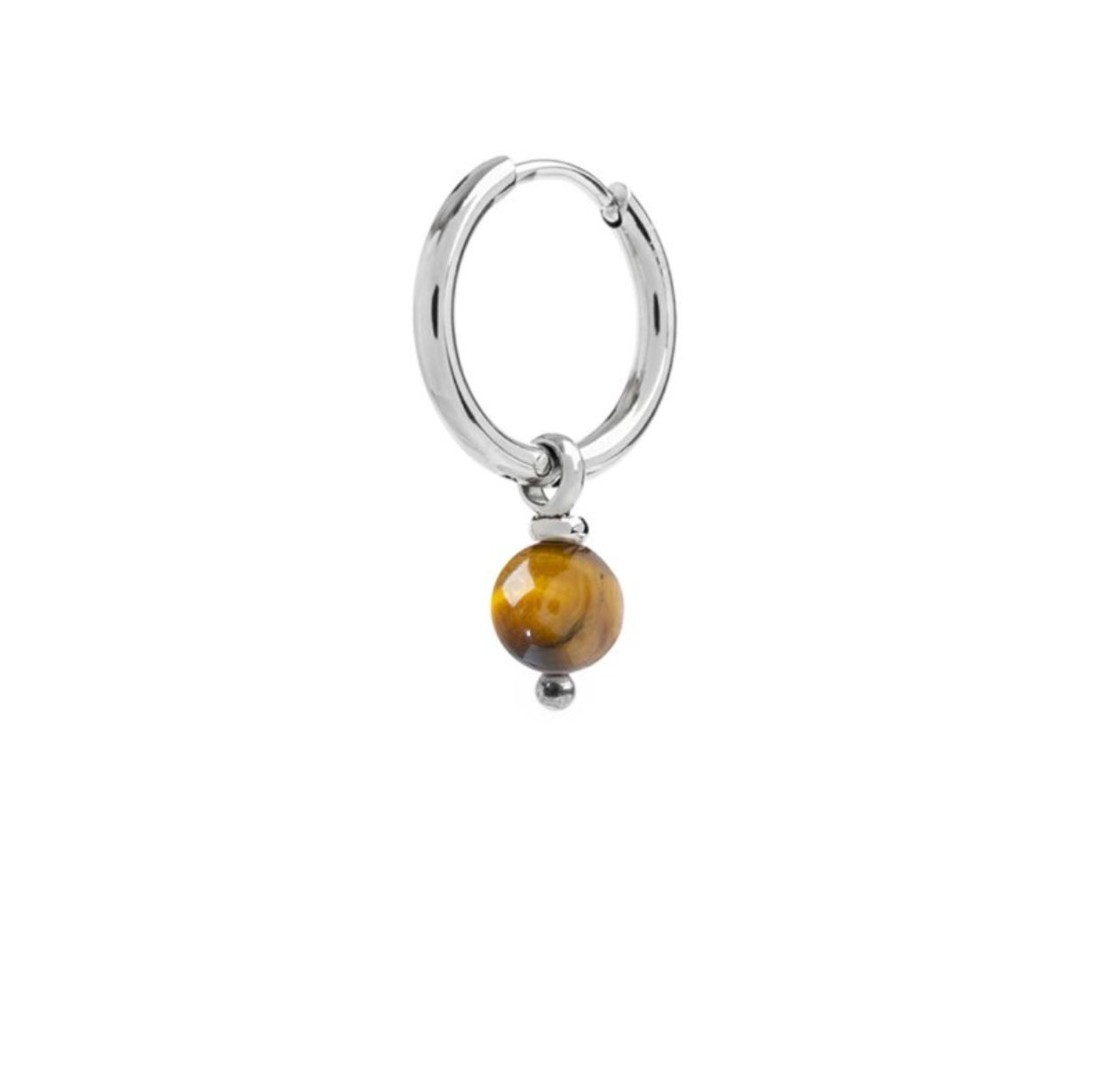 Mono orecchino Marlù a cerchio con sfera occhio di tigre pendente