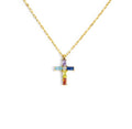 Collana Marlù Collana croce pendente con cristalli baguette gold rainbow