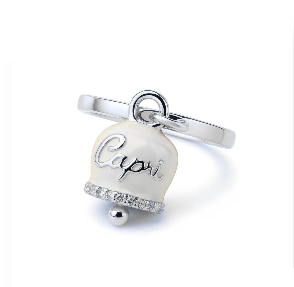 Anello donna con campanella Capri bianco  Le scritte dell’amore