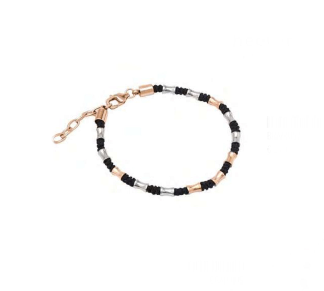 Bracciale uomo Héctor Corda e dettagli in acciaio baguette