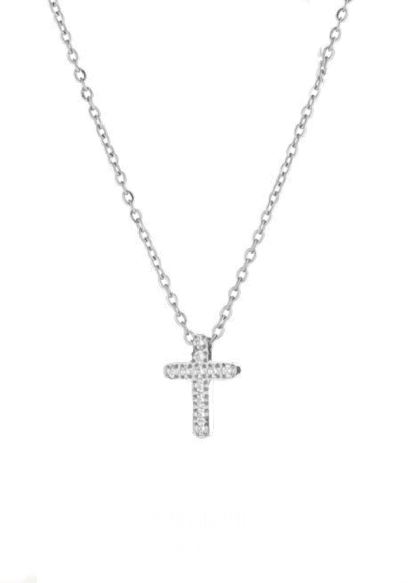 Collana uomo Héctor Croce acciaio con cristallini