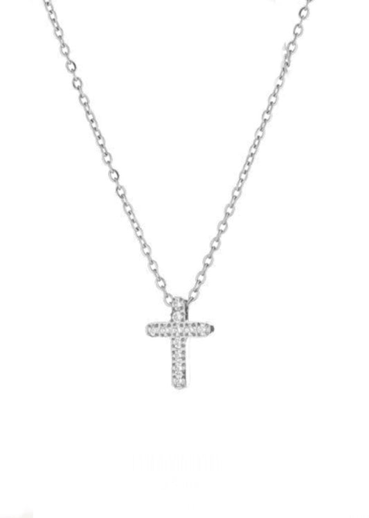 Collana uomo Héctor Croce acciaio con cristallini