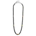 Collana Marlù con onice nera ovale e sfere occhio di tigre
