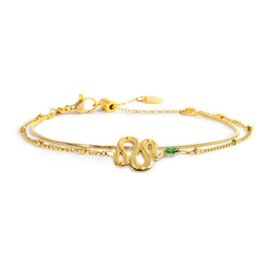 Bracciale Marlù gold donna doppia catena con serpente e zircone