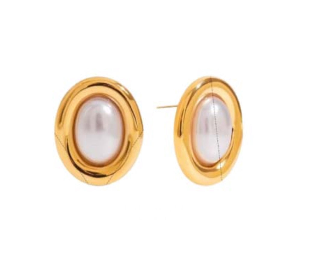 Orecchini Piti Malì donna Clarissa Bottone ovale con perla