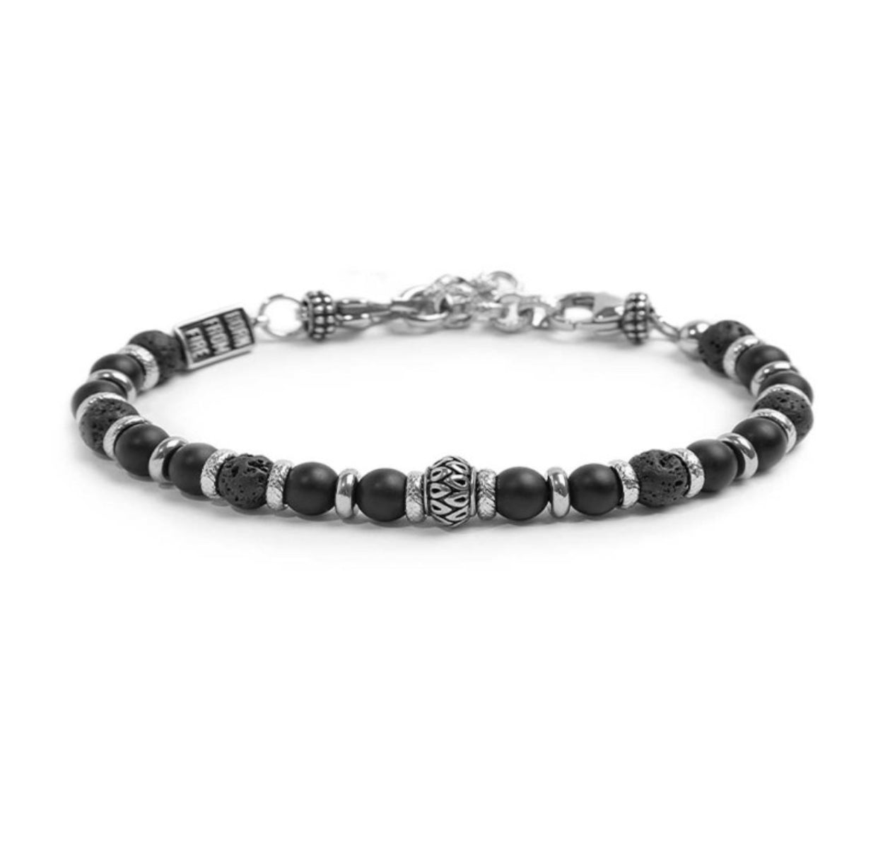 Bracciale Marlù con sfere in onice nera e pietra lavica