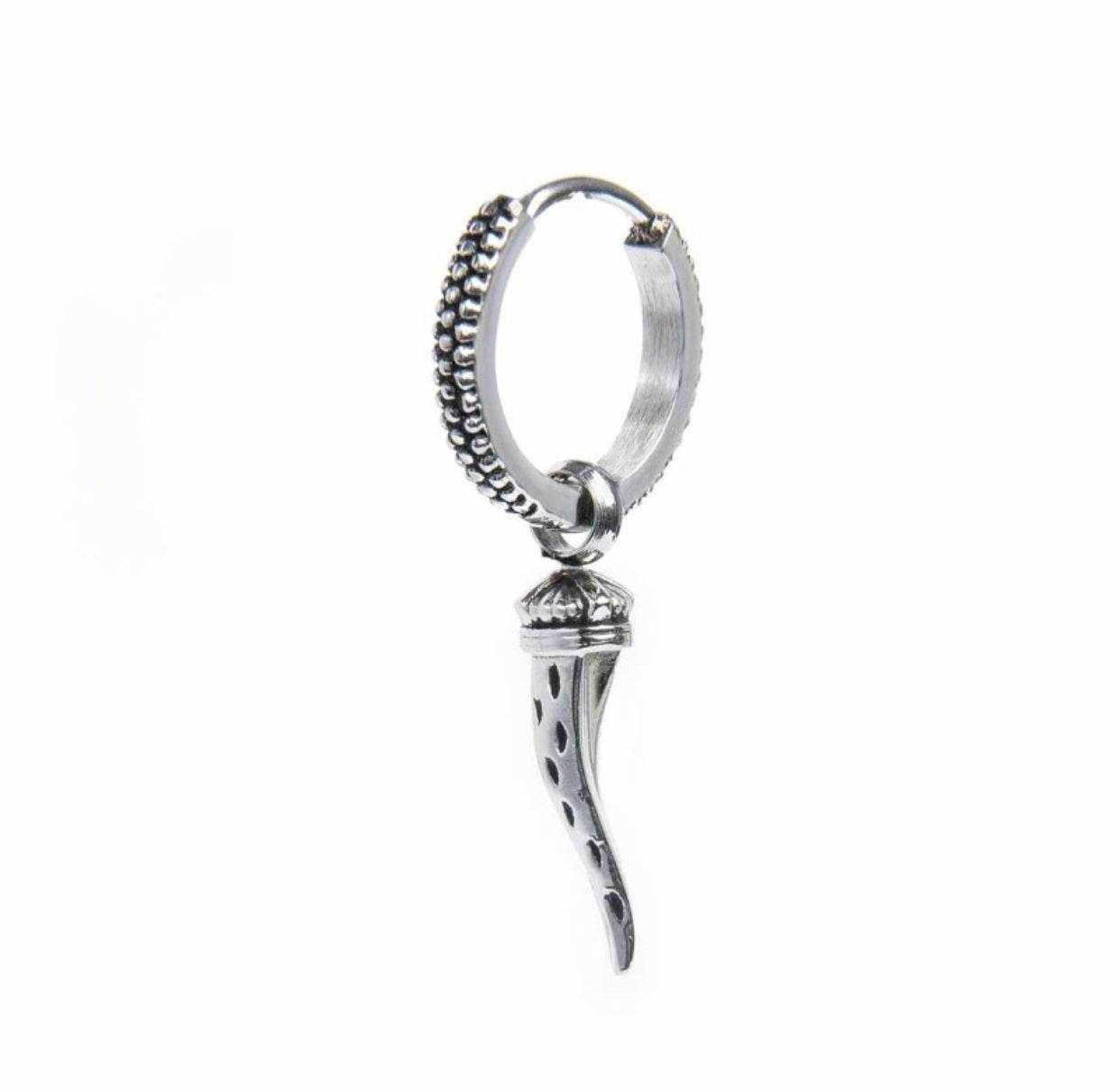 Mono orecchino Marlù a cerchio con corno pendente