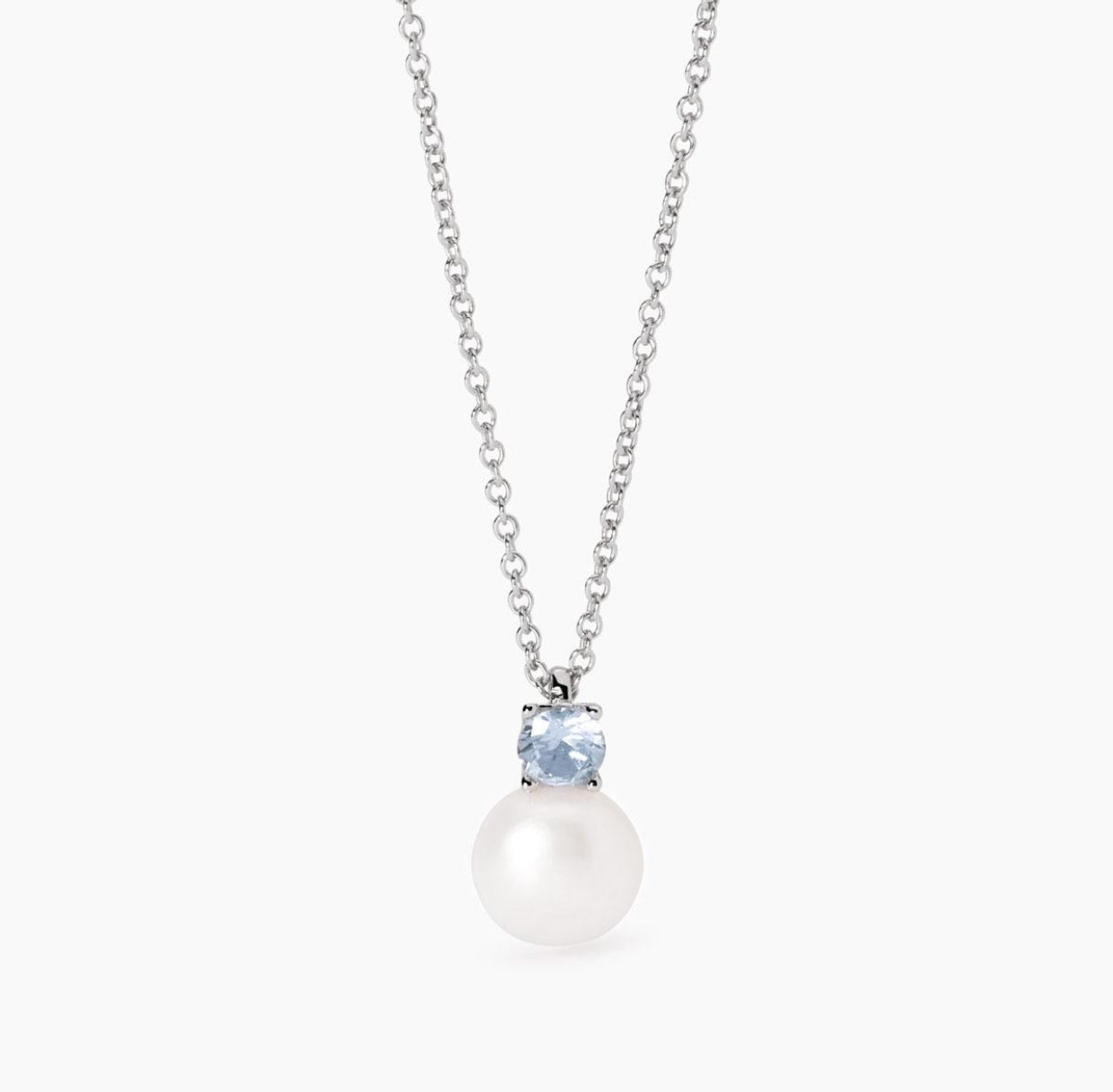 Collana Mabina donna con perla e acquamarina sintetica