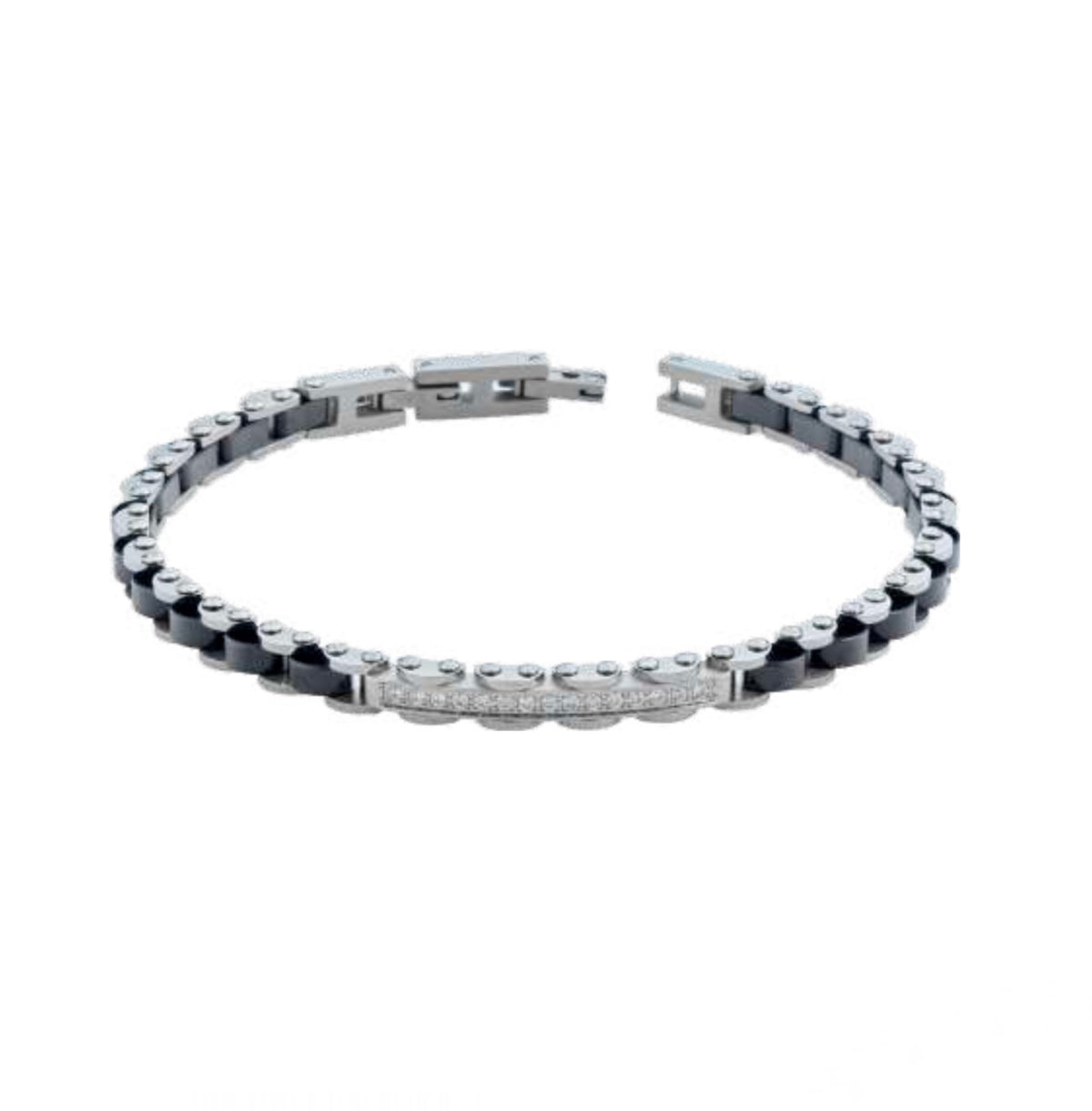 Bracciale uomo Héctor con ceramica nera e piastra tennis