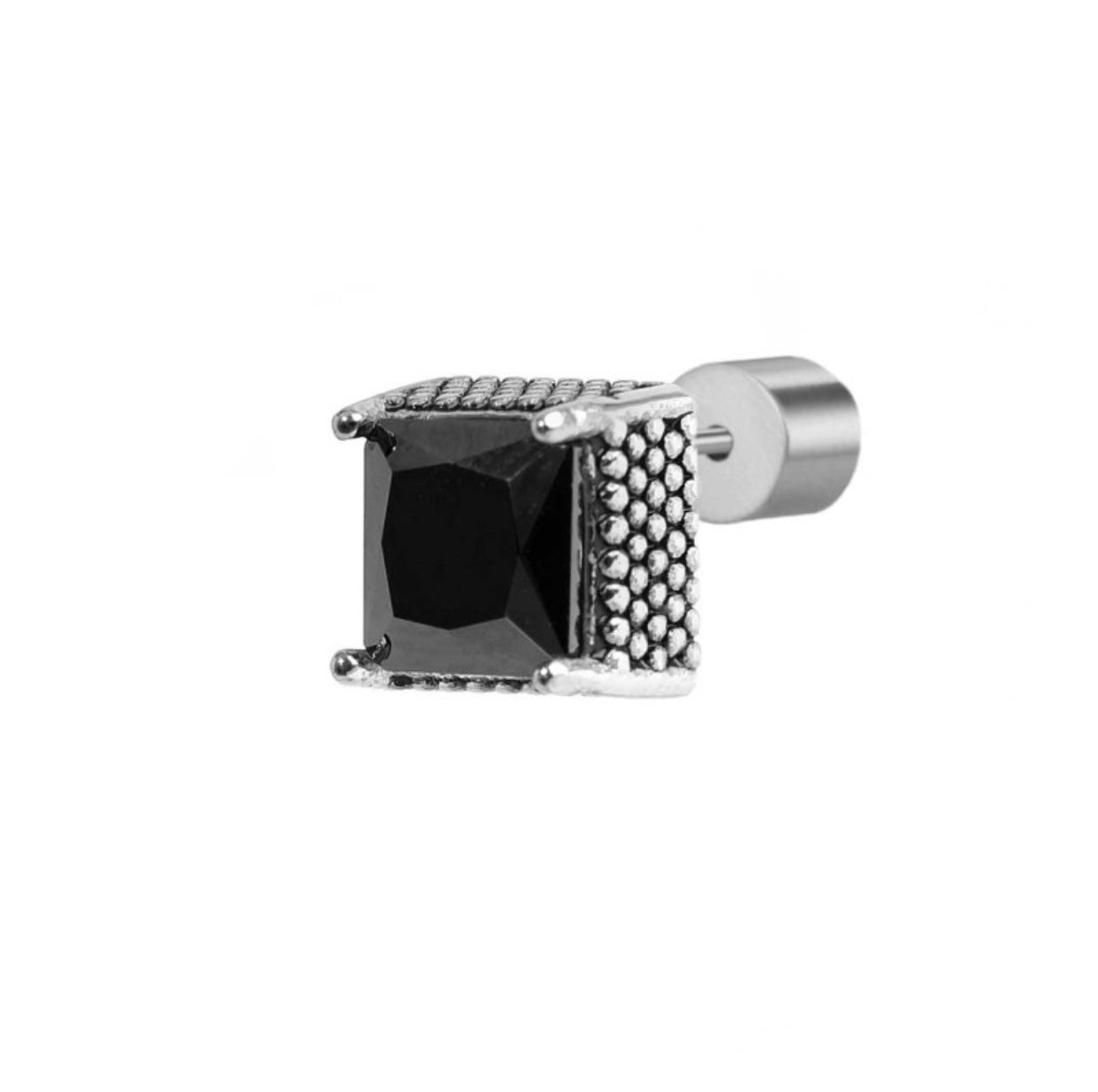 Mono orecchino Marlù a lobo con zircone nero quadrato 0,7mm