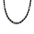 Collana Marlù con onice nera ovale e sfere occhio di tigre
