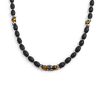 Collana Marlù con onice nera ovale e sfere occhio di tigre