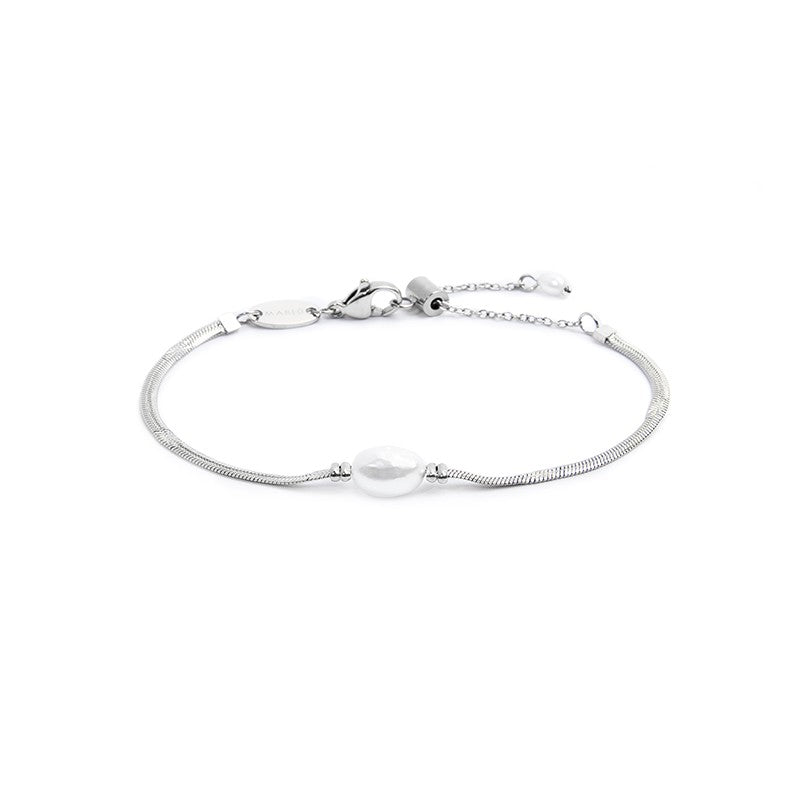 Bracciale  Marlù catena snake con perla ovale centrale