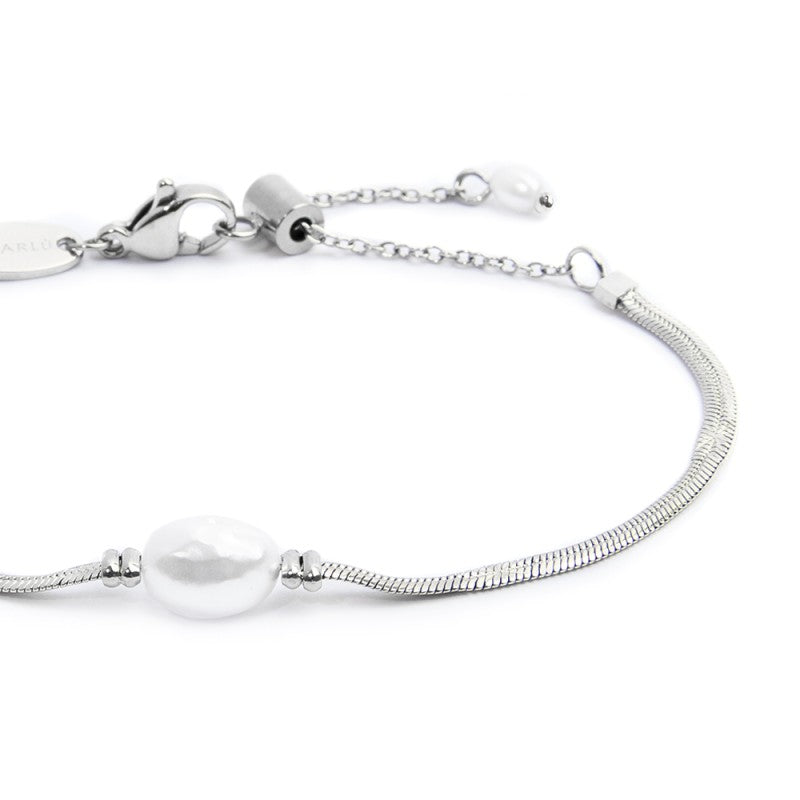 Bracciale  Marlù catena snake con perla ovale centrale