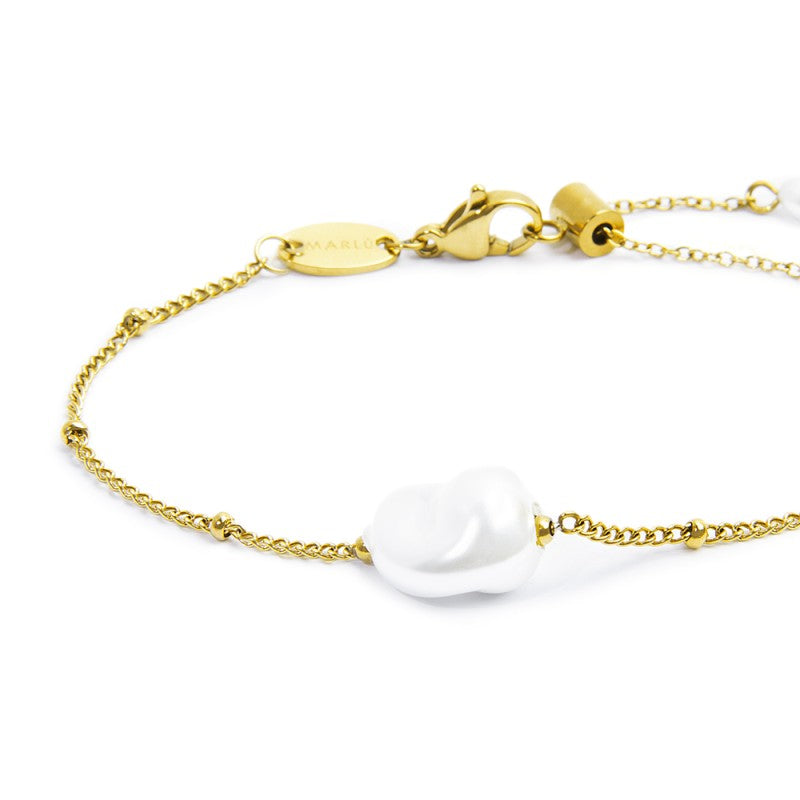Bracciale Marlù catena grumetta con perla ovale centrale