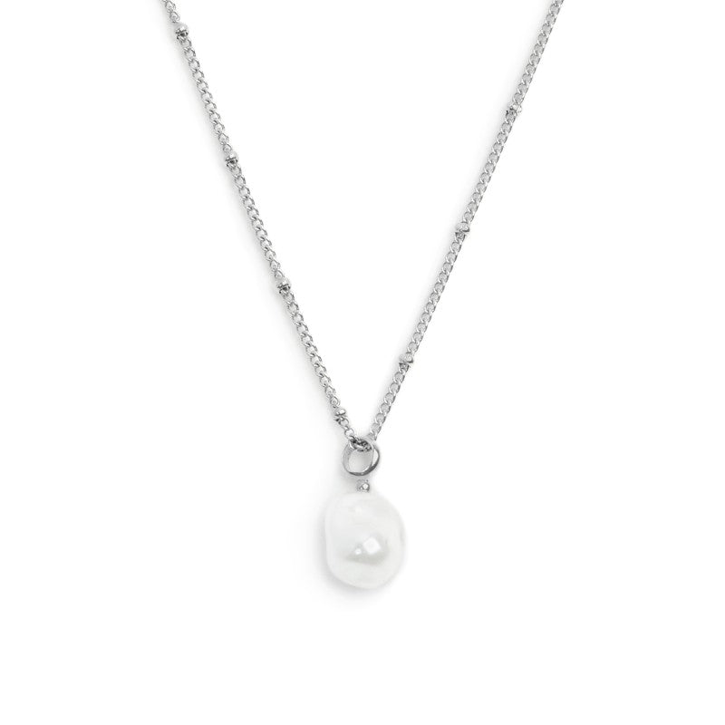 Collana Marlù catena grumetta con sfere e perla irregolare pendente