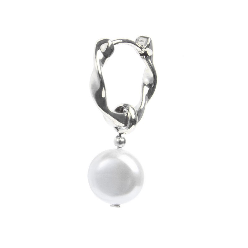 Orecchino Marlù a cerchio 1,4cm con perla pendente