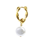 Orecchino Marlù a cerchio 1,4cm con perla pendente