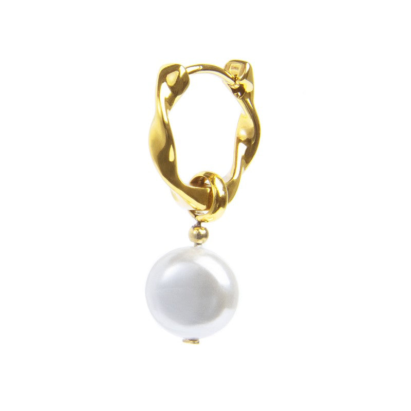 Orecchino Marlù a cerchio 1,4cm con perla pendente