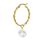 Orecchino Marlù a cerchio 2,7cm con perla pendente