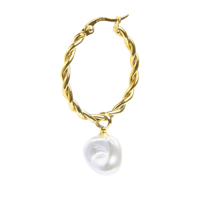 Orecchino Marlù a cerchio 2,7cm con perla pendente