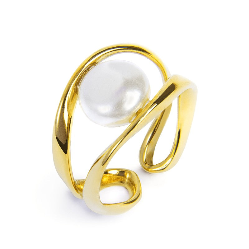 Anello Marlù a doppia fascia con perla