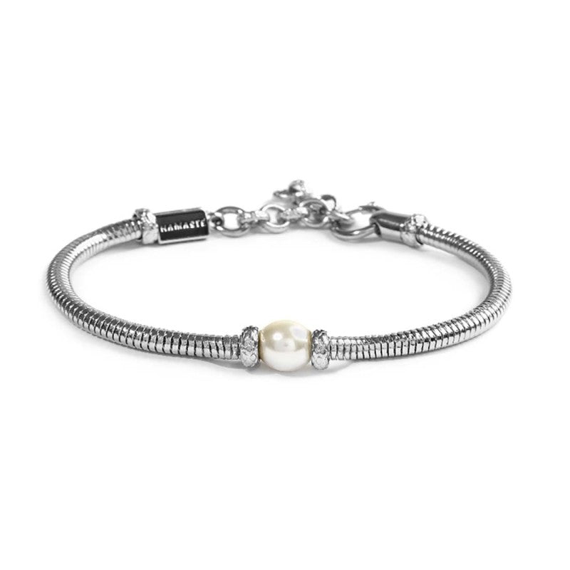 Bracciale Marlù uomo catena snake con sfera centrale perla