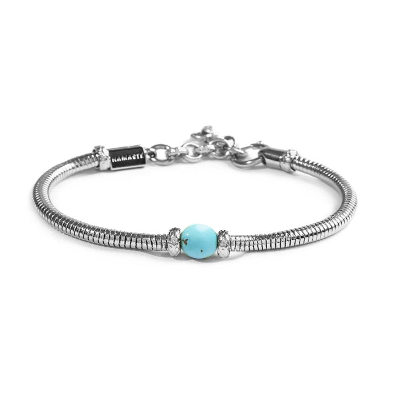 Bracciale Marlù uomo catena snake con sfera centrale turchese