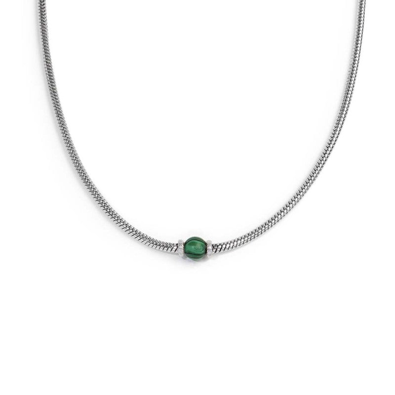 Collana Marlù uomo catena snake con sfera centrale malachite